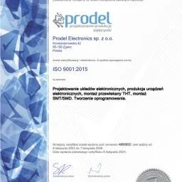 Certyfikat ISO Prodel